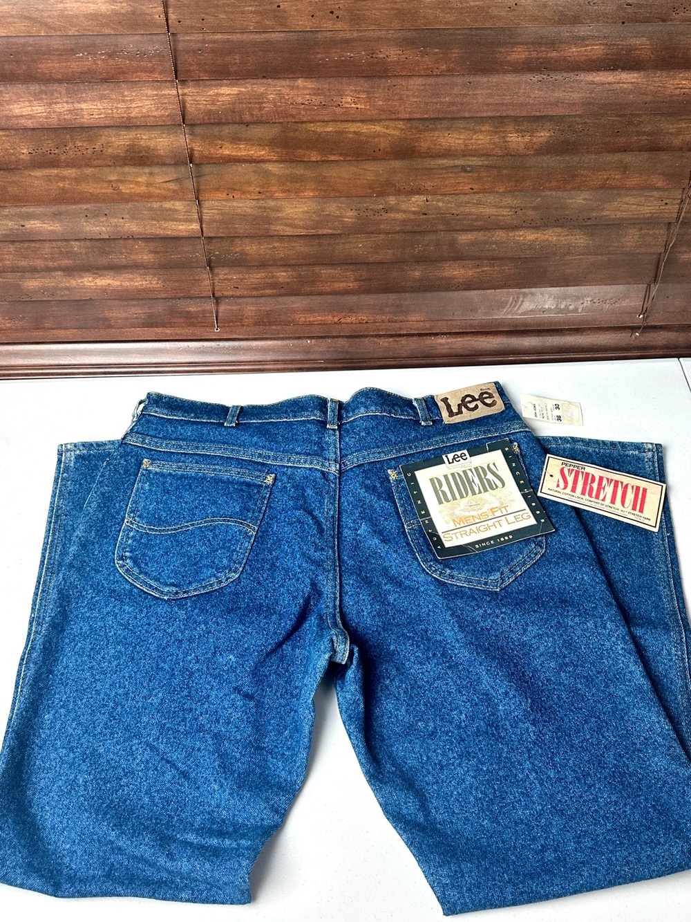NWT Vintage 80s Lee Riders Deadstock Mens Fit Straight Leg Pepper Stretch 36X30